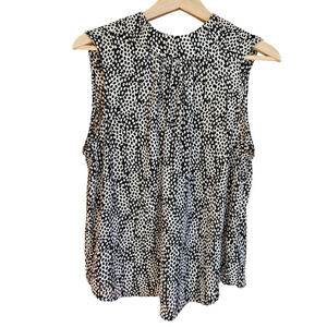 Who What Wear Sleeveless Blouse Black White Women's XLarge